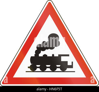 Level Crossing Without Barrier Road Sign On White Background Stock Photo Alamy