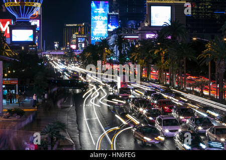 Editorial view of heavy tourist traffic on the Las Vegas strip.