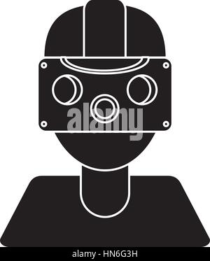 gamer with virtual reality augmented device pictogram Stock Vector