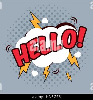 pop art hello cloud lightining dot design Stock Vector