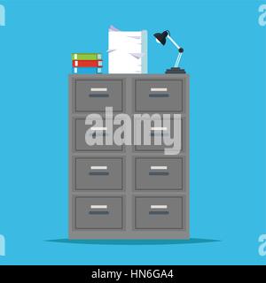 metal filing cabinet storage lapm office Stock Vector