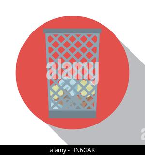 basket trash office icon shadow Stock Vector