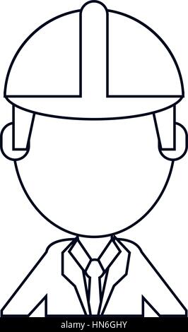 architec wearing helmet suitcase thin line Stock Vector