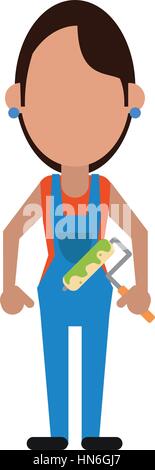 painter woman with overalls and roller Stock Vector Image & Art - Alamy