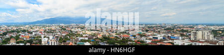 Cityscape panorama aerial bird view eye shot on high tower. Chiang Mai Province, North of Thailand Stock Photo