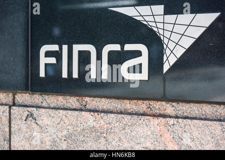 New York, USA - June 18, 2016: Sign on the building of Financial Industry Regulatory Authority, or Finra, in New York City Stock Photo