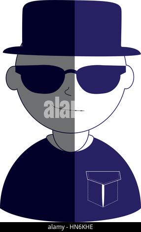 color silhouette cartoon half body man with headphones Stock Vector ...