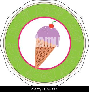 colorful sticker with ice cream food vector illustration Stock Vector