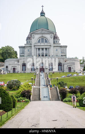 Montreal, Canada - July 25, 2014: Saint Joseph's Oratory of Mount Royal with steps and people Stock Photo