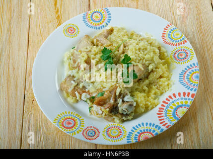 Djaj Fouq El-Eis  - Chicken Dish From Oman. Stock Photo