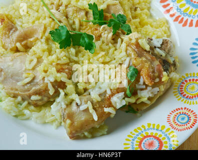 Djaj Fouq El-Eis  - Chicken Dish From Oman. Stock Photo