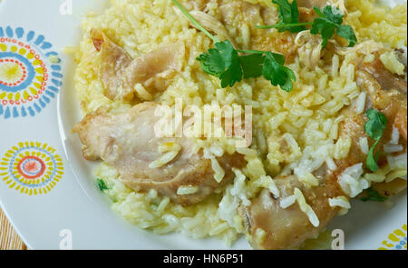 Djaj Fouq El-Eis  - Chicken Dish From Oman. Stock Photo