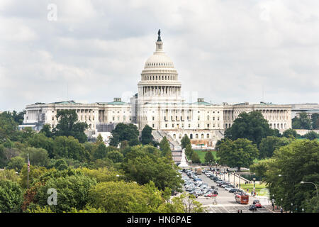 Washington DC, USA - October 2, 2016: Aerial view of United States Congress on overcast cloudy day Stock Photo