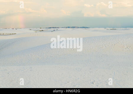 White sand dunes in New Mexico with rainbow Stock Photo