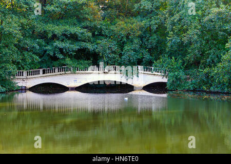 Sham Bridge at Thousand Pound Pond in Hampstead Heath, London Stock Photo