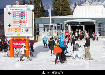 FLACHAU, AUSTRIA - DEC 27: Ski pistes near the ski resort town of Flachau, Austriaon Dec 27, 2012. These pistes are part of the Ski Armada network, th Stock Photo