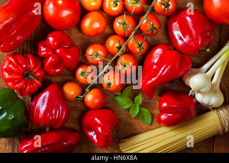 Pasta dinner ingredients Stock Photo