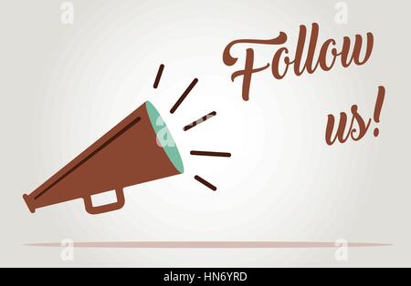 Follow us megaphone for social media Stock Vector