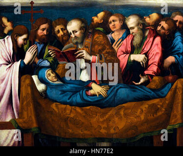 Marco Cardisco (1486-1542). Italian painer. Dormition of the Mother of God. Oil on the table. 1535-40. Museum of Capodimonte. Naples. Italy. Stock Photo