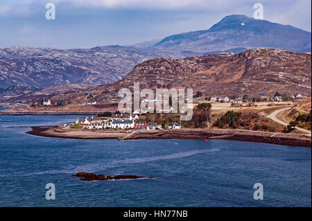 Small Scottish village Shieldaig at Loch Shildaig near the entrance to Loch Torridon in Highland Scotland UK Stock Photo