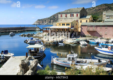 Harbour with fishing boats at Port de Centuri, Cap Corse ,Corsica, France Stock Photo