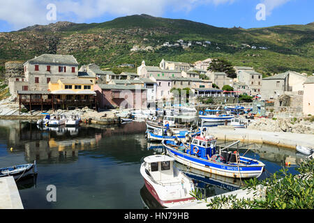 Harbour with fishing boats at Port de Centuri, Cap Corse ,Corsica, France Stock Photo