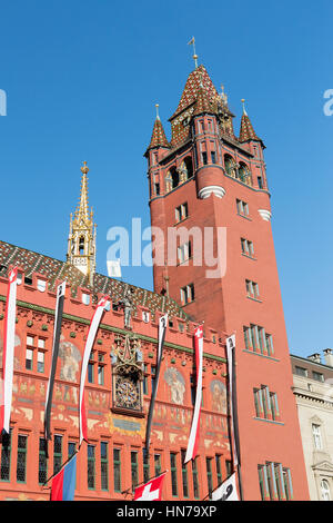 Switzerland, Basel, Rathaus (town hall) Facade. Stock Photo