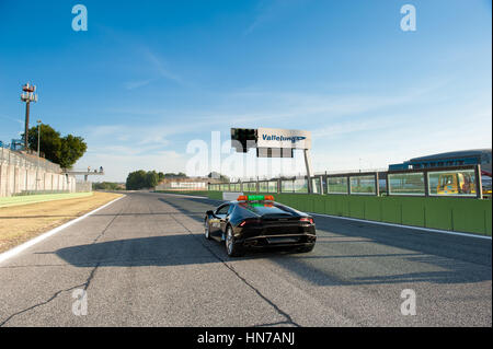 Vallelunga, Rome, Italy. September 4th 2016. Black Lamborghini safety car on starting line track Stock Photo