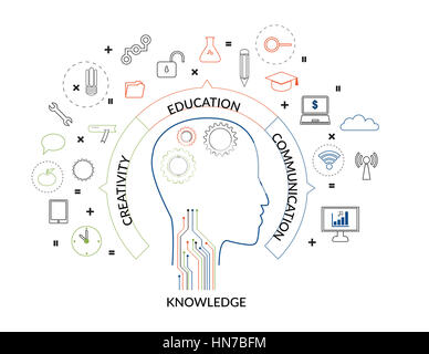 Vector illustration concept of knowledge, idea, education, creativity or communication Stock Photo