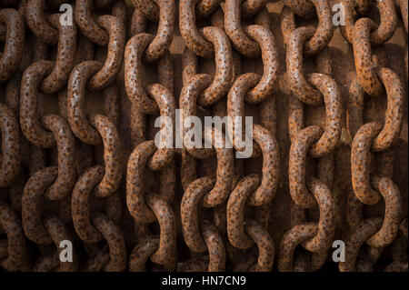 Chains on a winch, Lydney Harbour, Gloucestershire, UK. Stock Photo