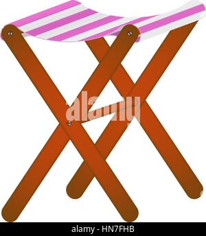 Folding wooden chair in retro design on white background Stock Vector
