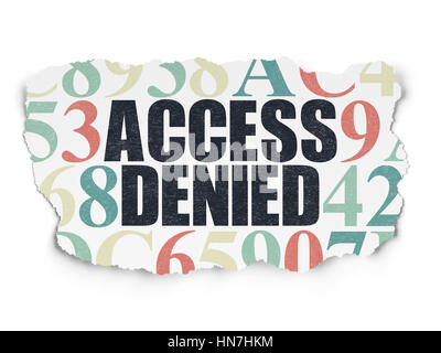 Protection concept: Painted black text Access Denied on Torn Paper background with  Hexadecimal Code Stock Photo