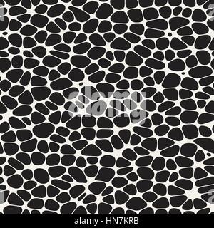 Organic Irregular Rounded Jumble Shapes. Abstract Geometric Background Design. Vector Seamless Black and White Pattern. Stock Vector