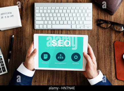 SEO Website Development Data Network Concept Stock Photo