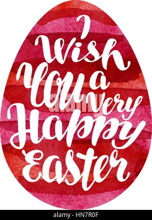 Happy Easter, greeting card. Lettering, calligraphy in shape egg. Vector illustration