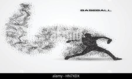 baseball player of a silhouette from particle Stock Vector