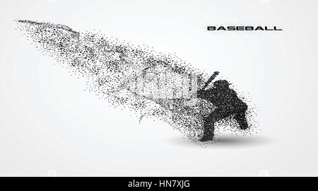 baseball player of a silhouette from particle Stock Vector