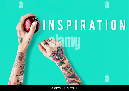 Inspire inspiration positivity word concept Stock Photo