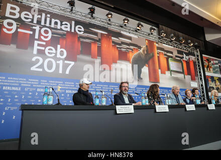 Berlin, Germany. 9th Feb, 2017. Members of the jury for the 67th Berlinale International Film Festival attend a press conference in Berlin, capital of Germany, on Feb. 9, 2017. Credit: Shan Yuqi/Xinhua/Alamy Live News Stock Photo