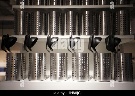 Burbank, CA, USA. 1st Feb, 2017. Kitchen utensils are displayed during a preview of the new IKEA Burbank Home Furnishings store on Wednesday, February 1, 2017 in Burbank, Calif. The 456,000 square foot furniture store on San Fernando is the largest in the US and features a restaurant with seating for 600 customers © 2017 Patrick T. Fallon Credit: Patrick Fallon/ZUMA Wire/Alamy Live News Stock Photo