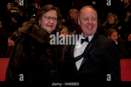 Berlin, Germany. 09th Feb, 2017. Kent Doyle Logsdon and wife arrive at the world premiere of 'Django' during the 67th International Berlin Film Festival, Berlinale, at Berlinale Palast in Berlin, Germany, on 09 February 2017. Photo: Hubert Boesl - NO WIRE SERVICE - Photo: Hubert Boesl/dpa/Alamy Live News Stock Photo