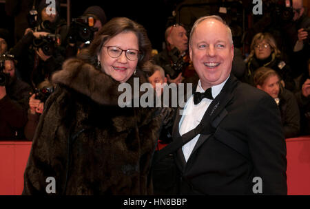 Berlin, Germany. 09th Feb, 2017. Kent Doyle Logsdon and wife arrive at the world premiere of 'Django' during the 67th International Berlin Film Festival, Berlinale, at Berlinale Palast in Berlin, Germany, on 09 February 2017. Photo: Hubert Boesl - NO WIRE SERVICE - Photo: Hubert Boesl/dpa/Alamy Live News Stock Photo