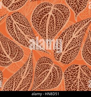 Flourish tiled pattern. Floral retro background. Curved tree branch with fantastic flowers, leaves and berries. Wonderland motives of the paintings of Stock Vector