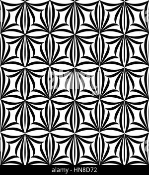 Abstract seamless pattern with black and white line ornament Swirl geometric doodle texture. Ornamental floral optical effect background. Stock Vector