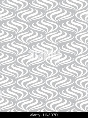 Abstract seamless pattern with gray and white line ornament Swirl geometric doodle texture. Ornamental wave optical effect background. Stock Vector