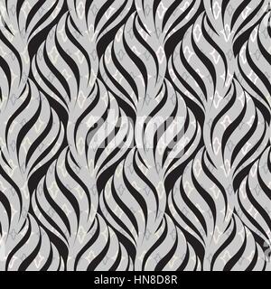 Abstract floral seamless pattern. Geometric line black ornament. Ornamental stylish background. Abstract stripe tile texture Stock Vector