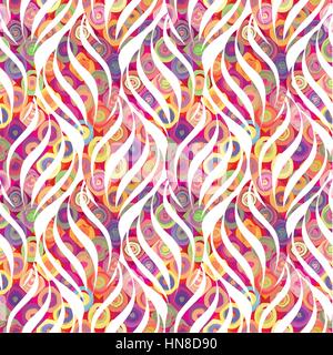 Abstract floral seamless pattern. Geometric line black ornament. Ornamental stylish background. Abstract stripe tile texture Stock Vector