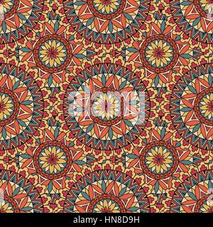 Abstract seamless pattern with circular ornament Swirl geometric doodle texture. Ornamental tiled background. Stock Vector