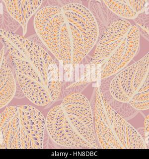 Floral leaves seamless pattern. Leaf textured background. Ornamental flourish tiled texture Stock Vector