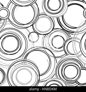 Abstract geometric doodl seamless pattern. Grange bubble ornamental background. Circles. Abstract seamless background wth sribble rings Stock Vector